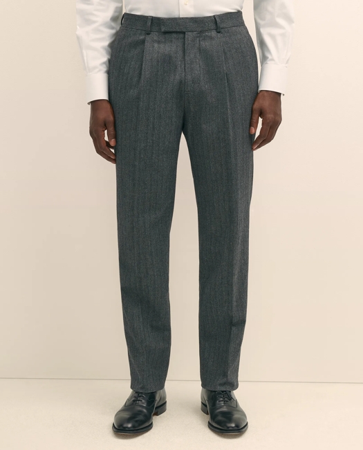 Classic Fit Cotton Herringbone Suit Pants