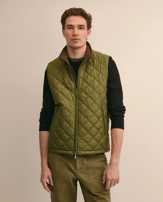 Paddock Diamond Quilted Vest - Medium Green