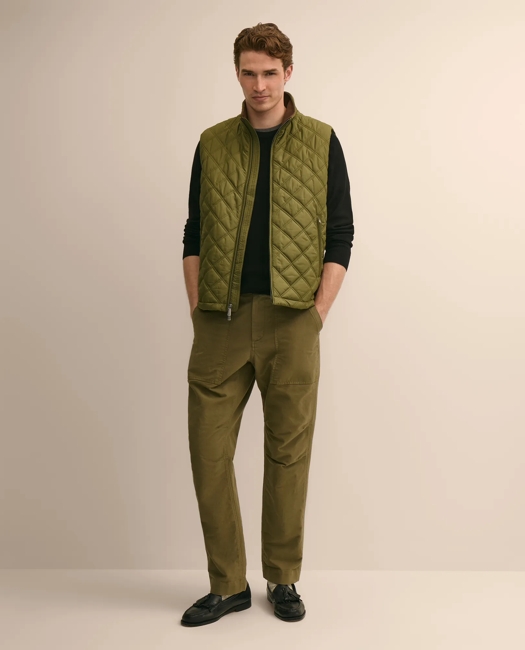 Paddock Diamond Quilted Vest - Medium Green
