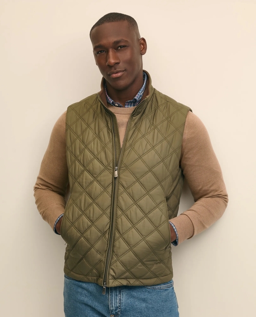 Paddock Diamond Quilted Vest - Medium Green