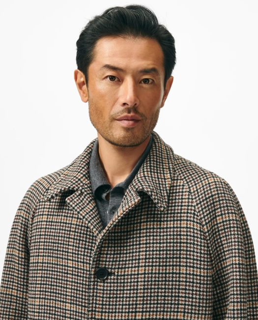 Wool-Blend Balmacaan Checked Coat