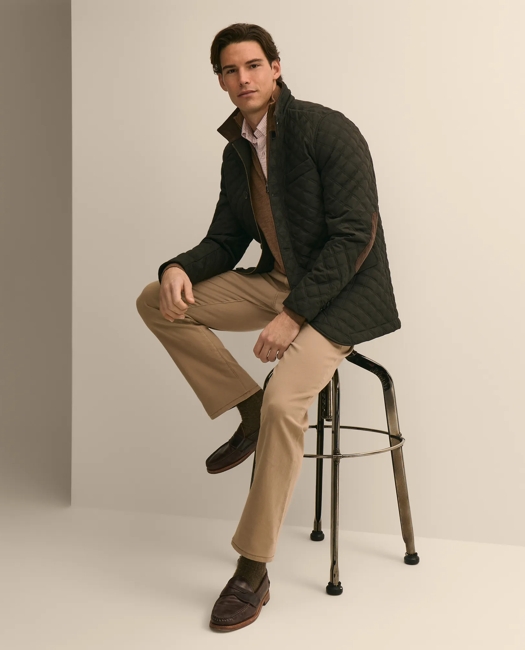 Diamond-Quilted Blazer in Cotton Blend