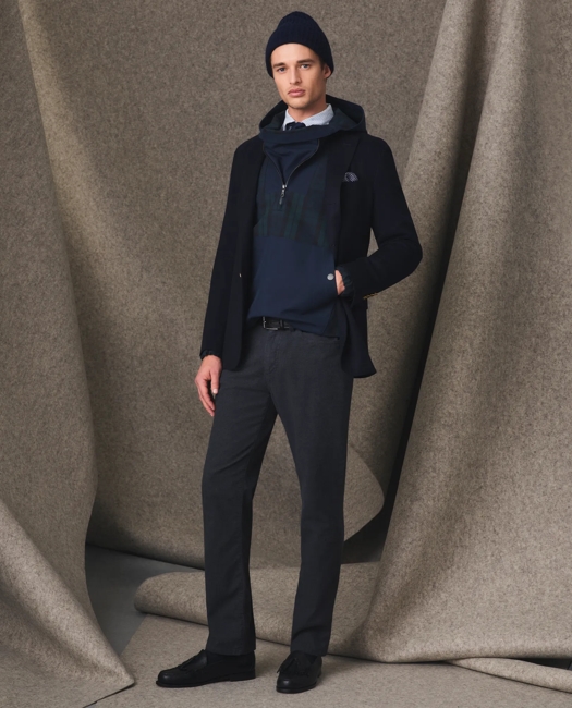 Black Watch Popover Windbreaker in Water-Repellent Nylon Sweater