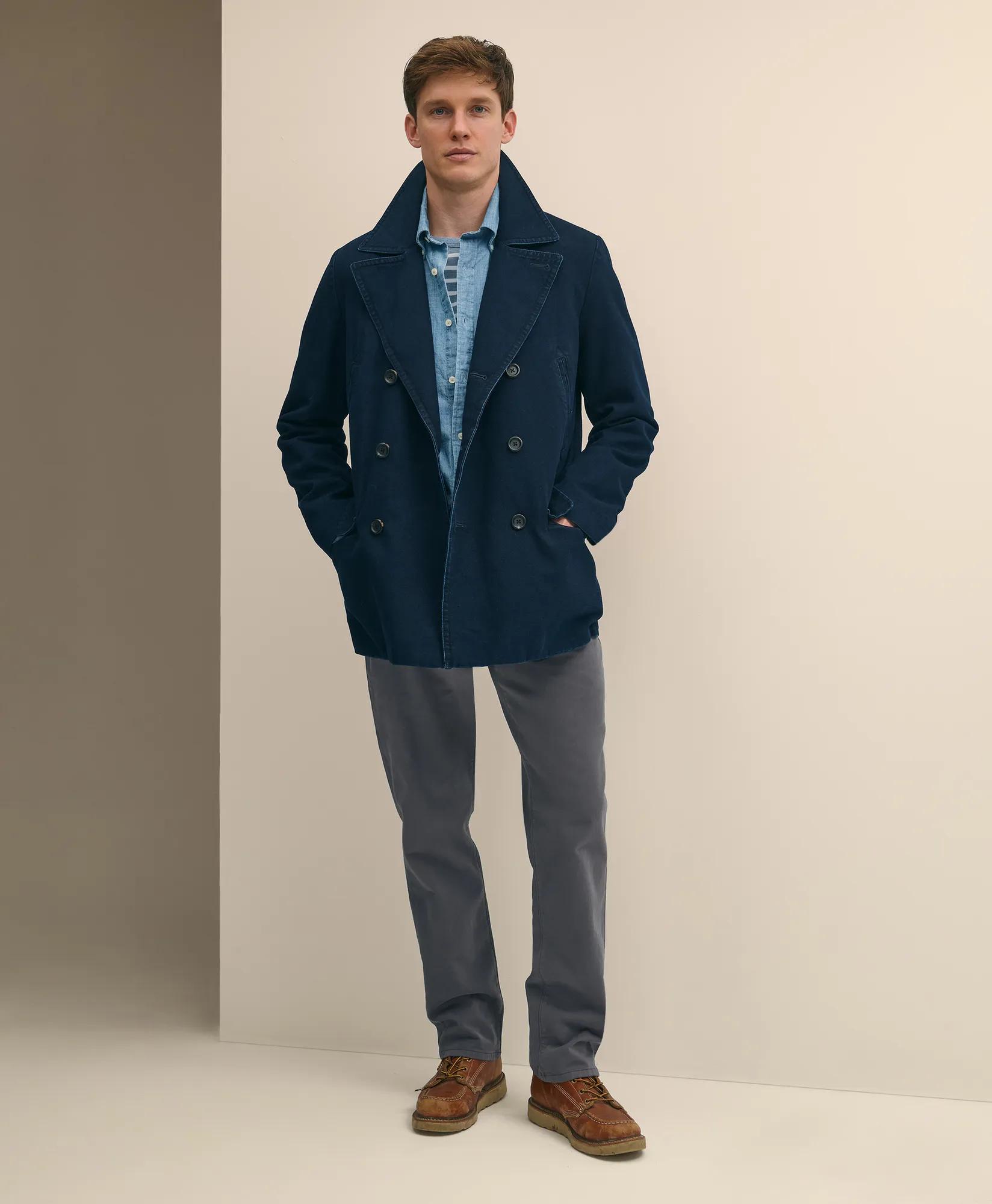 Indigo Peacoat In Cotton Canvas