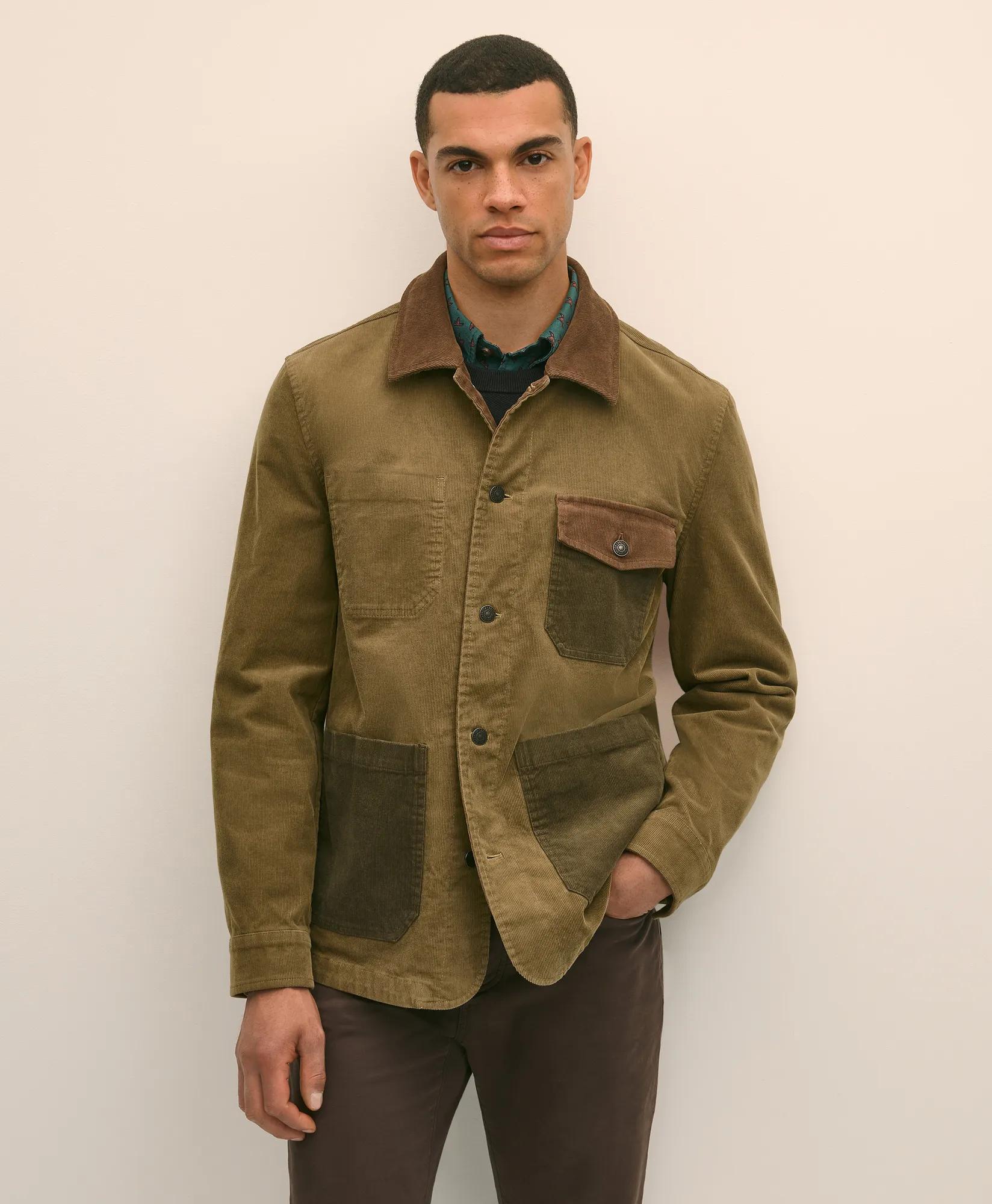 Cotton Blend Chore Coat in Fun Patterned Corduroy