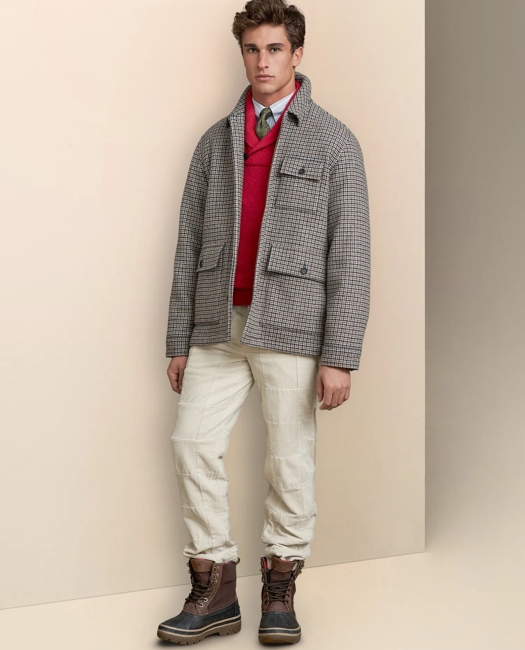 Wool Blend Double-Faced Guncheck Walking Coat