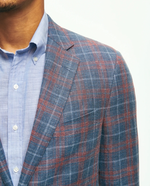 Classic Fit 1818 Plaid Hopsack Sport Coat In Linen-Wool Blend