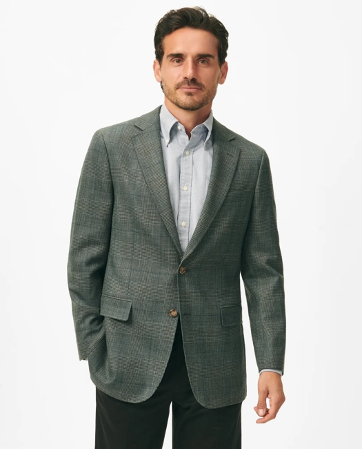 Traditional Fit Checked Sport Coat in Hopsack Wool