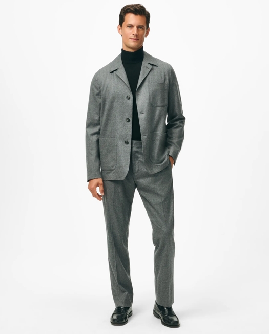 Tailored Shirt Jacket in Wool Flannel