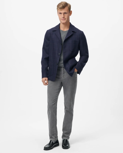 Tailored Shirt Jacket in Windowpane Wool-Cashmere Blend