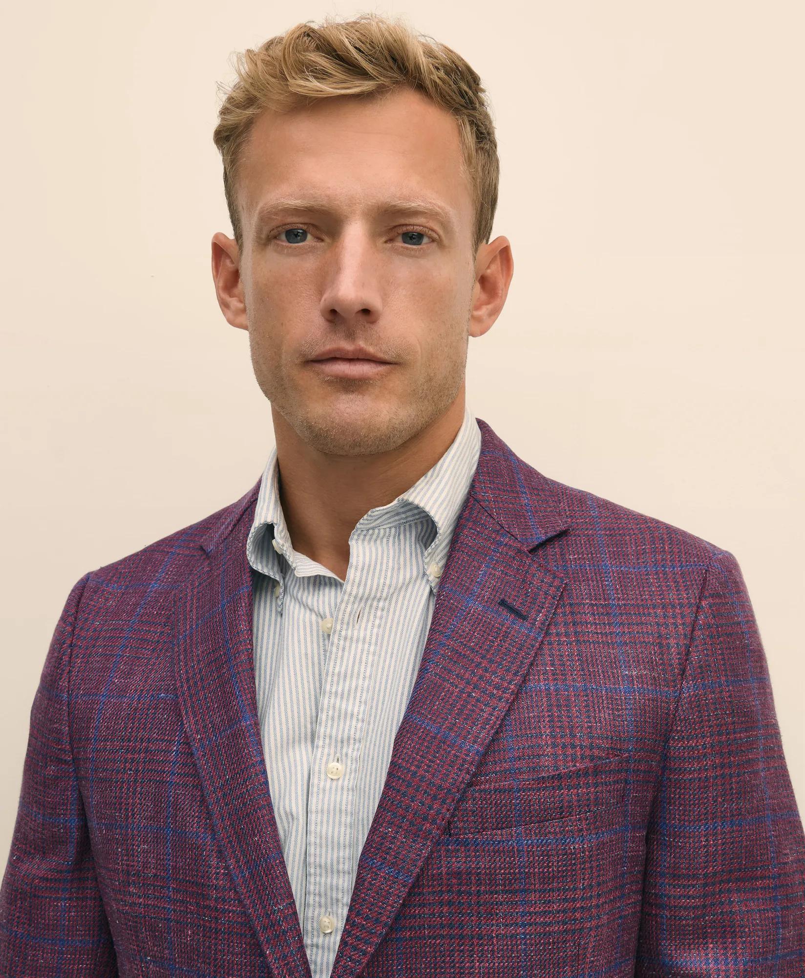 Classic Fit Wool-Linen-Silk Overcheck 1818 Sport Coat