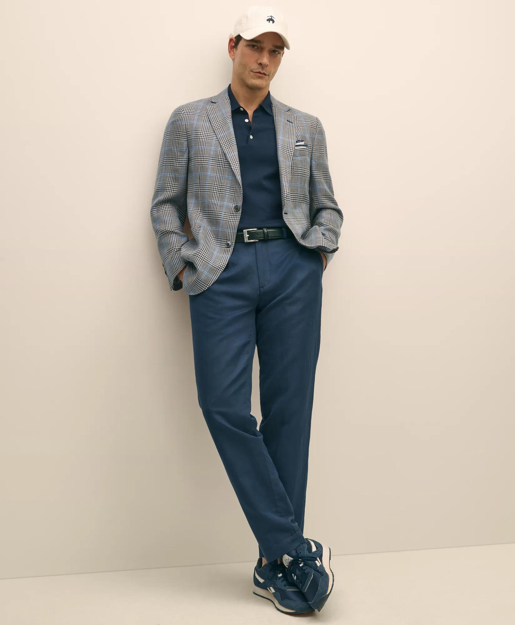 Classic Fit Wool-Linen-Silk Overcheck 1818 Sport Coat
