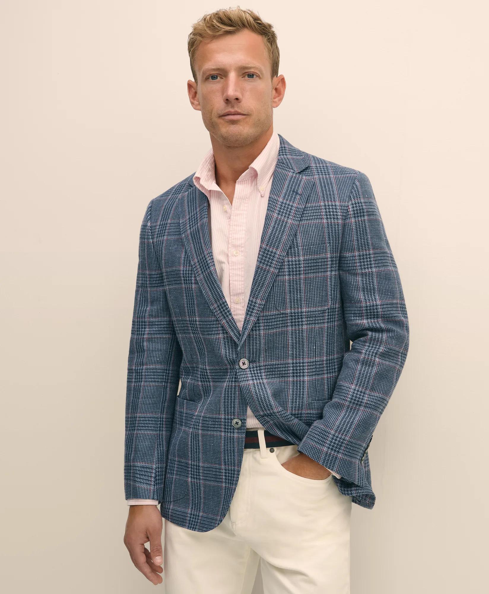 Classic Fit Linen-Silk-Cotton Check 1818 Sport Coat