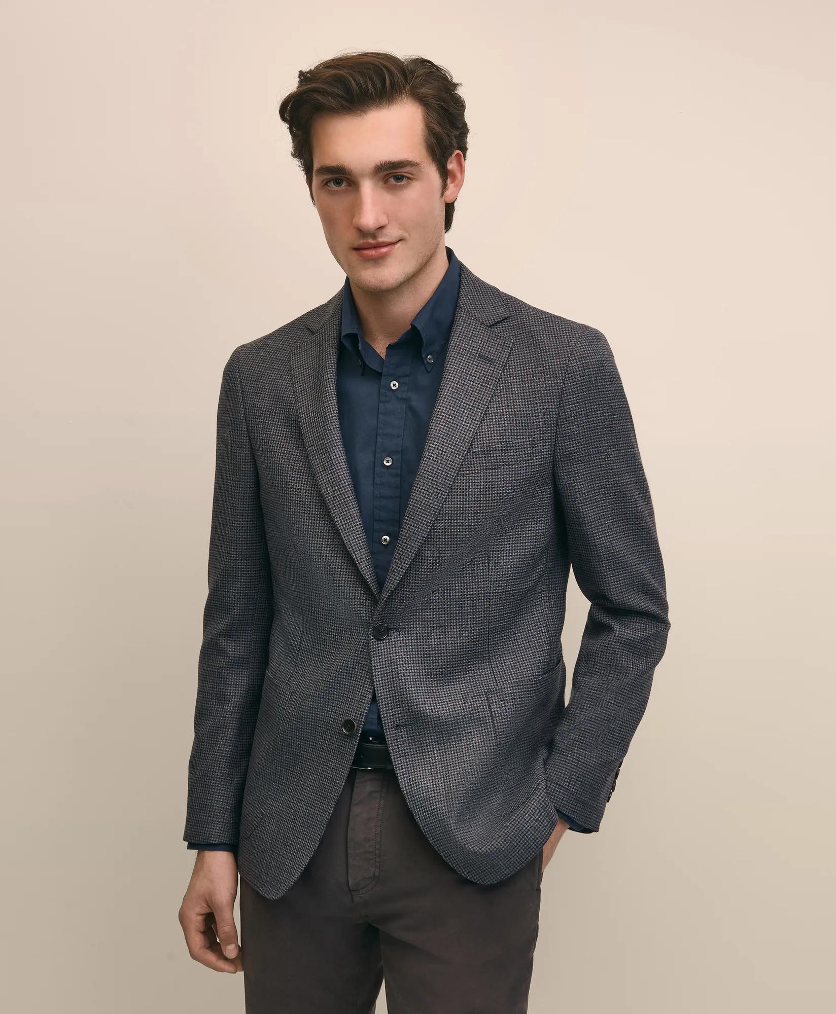 Classic Fit Wool Hopsack Gingham Sport Coat