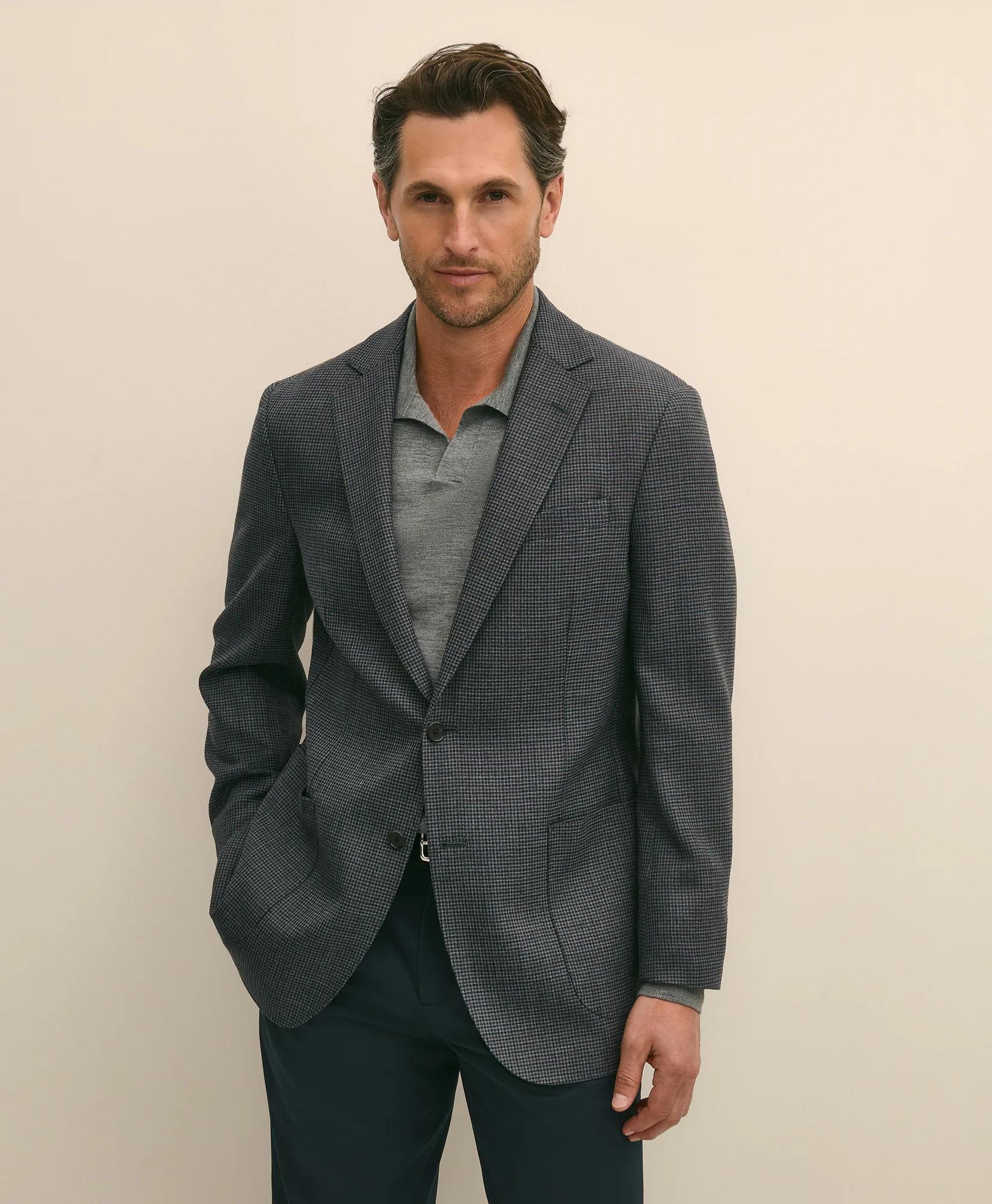 Traditional Fit Wool Hopsack Gingham Sport Coat
