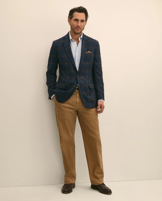 Traditional Fit Wool-Cotton-Silk-Cashmere Hopsack Check Sport Coat