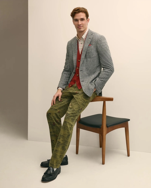 Classic Fit Herringbone Knit Sport Coat in Wool-Cotton