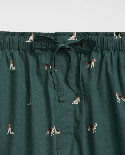 Cotton Broadcloth Beagle Motif Lounge Pants