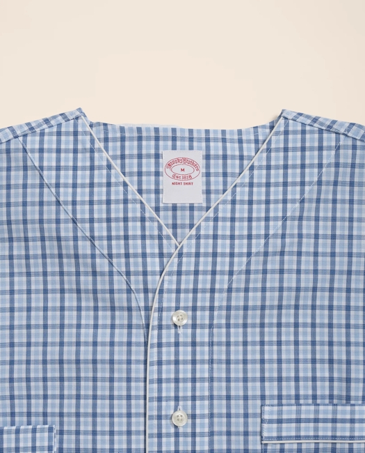 Cotton Broadcloth Checked Nightshirt