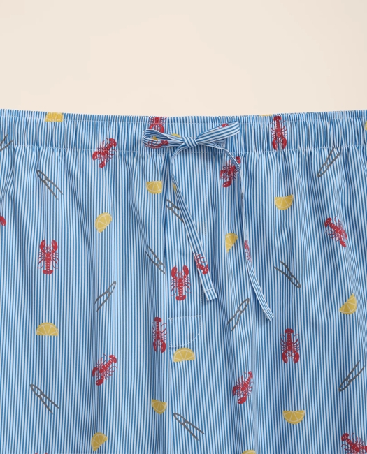 Cotton Broadcloth Lobster Motif Lounge Pants