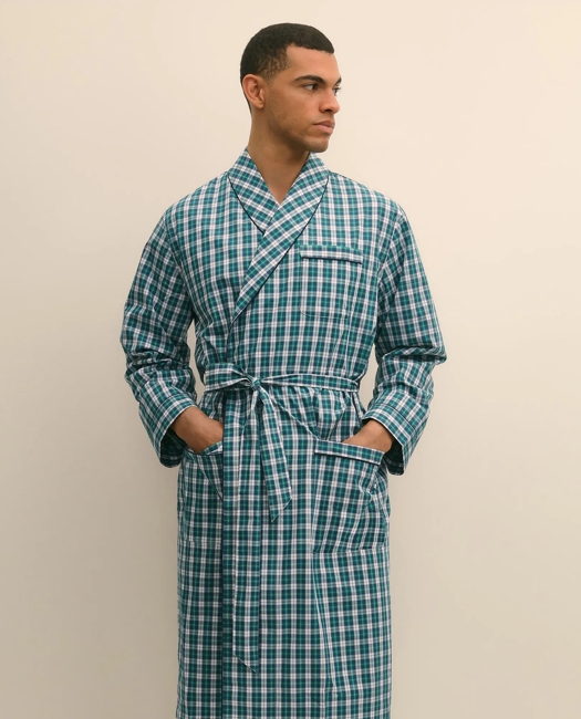 Cotton Broadcloth Plaid Robe