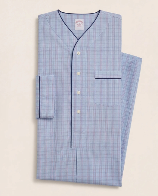 Cotton Broadcloth Glen Plaid Nightshirt - Blue Multi