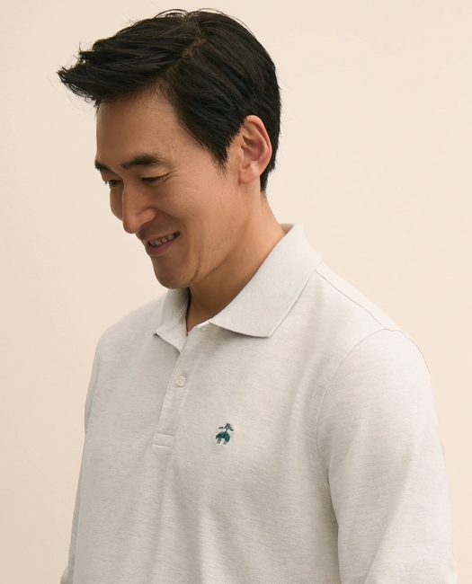 Golden Fleece Stretch Supima Long-Sleeve Polo Shirt - Light Grey