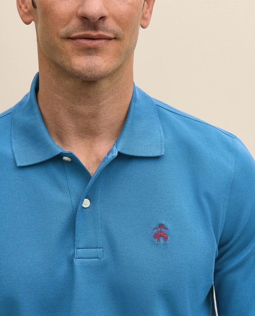 Golden Fleece Stretch Supima Long-Sleeve Polo Shirt - Medium Blue