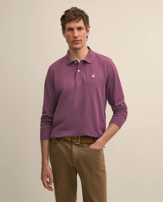 Golden Fleece Stretch Supima Long-Sleeve Polo Shirt - Purple