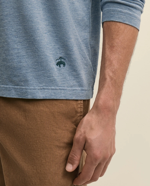 Supima Cotton Long-Sleeve Logo T-Shirt - Light Blue Heather