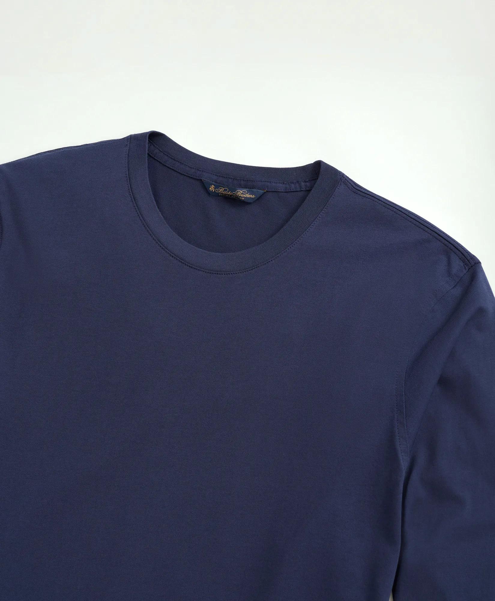 Supima Cotton Long-Sleeve Logo T-Shirt - Navy