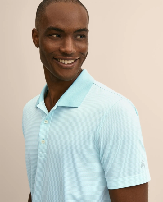 Performance Series Micro Stripe Jersey Polo Shirt - Aqua Multi