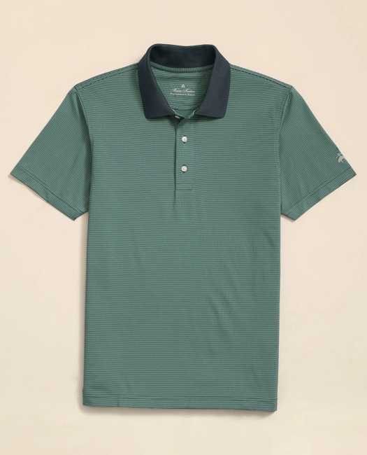 Performance Series Micro Stripe Jersey Polo Shirt - Green-Navy
