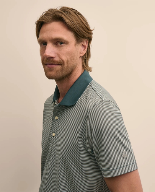 Performance Series Micro Stripe Jersey Polo Shirt - Grey-Green