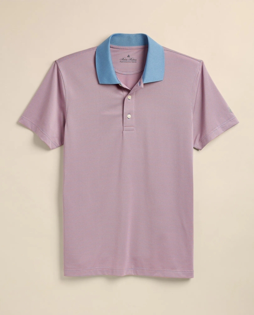 Performance Series Micro Stripe Jersey Polo Shirt - Peach-Blue