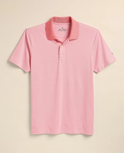 Performance Series Micro Stripe Jersey Polo Shirt - Peach-White