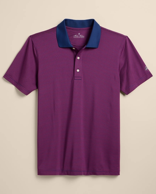 Performance Series Micro Stripe Jersey Polo Shirt - Red-Blue