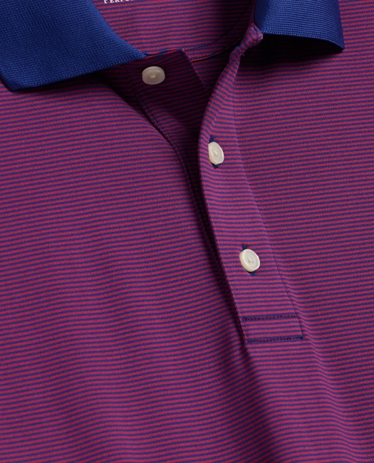 Performance Series Micro Stripe Jersey Polo Shirt - Red-Blue