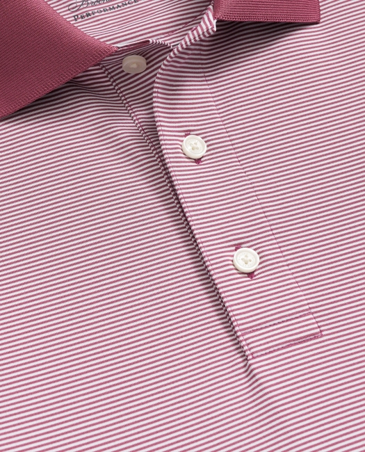 Performance Series Micro Stripe Jersey Polo Shirt - Violet-White