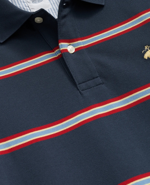Golden Fleece Multi Striped Long Sleeve Polo in Supima Cotton