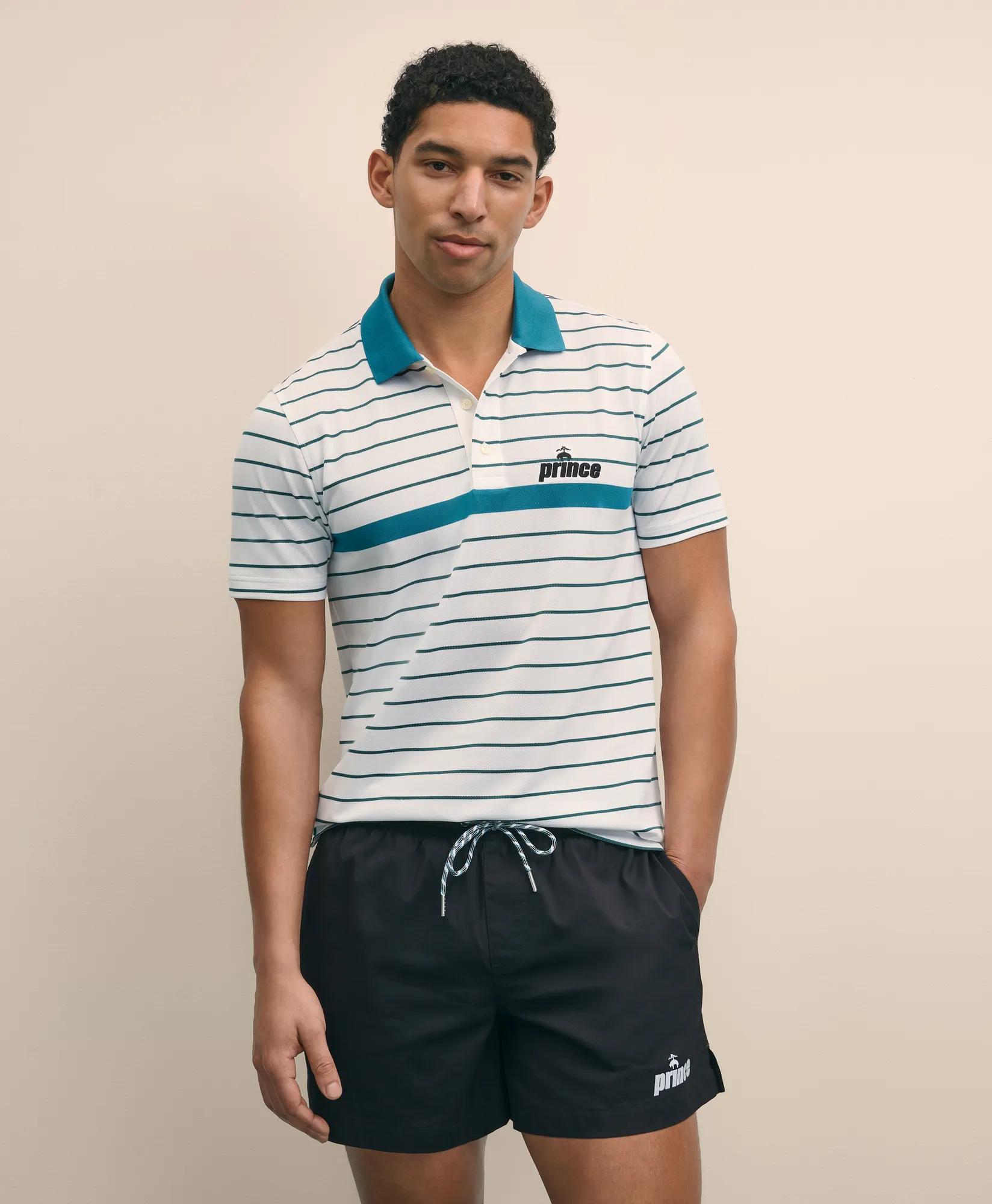 X Prince Short-Sleeve Striped Pique Polo Shirt