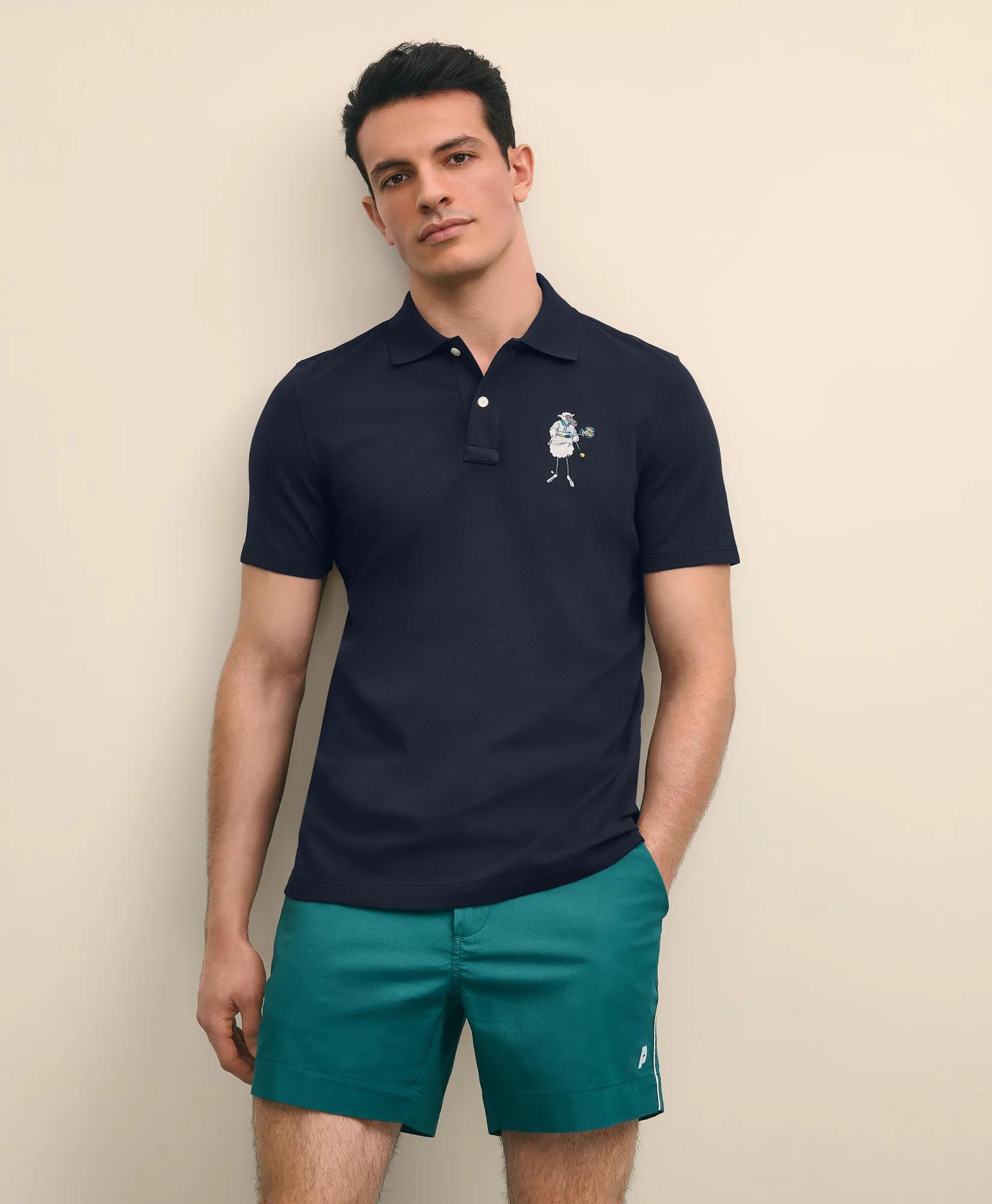 X Prince Cotton Blend Short-Sleeve Embroidered Henry Polo Shirt