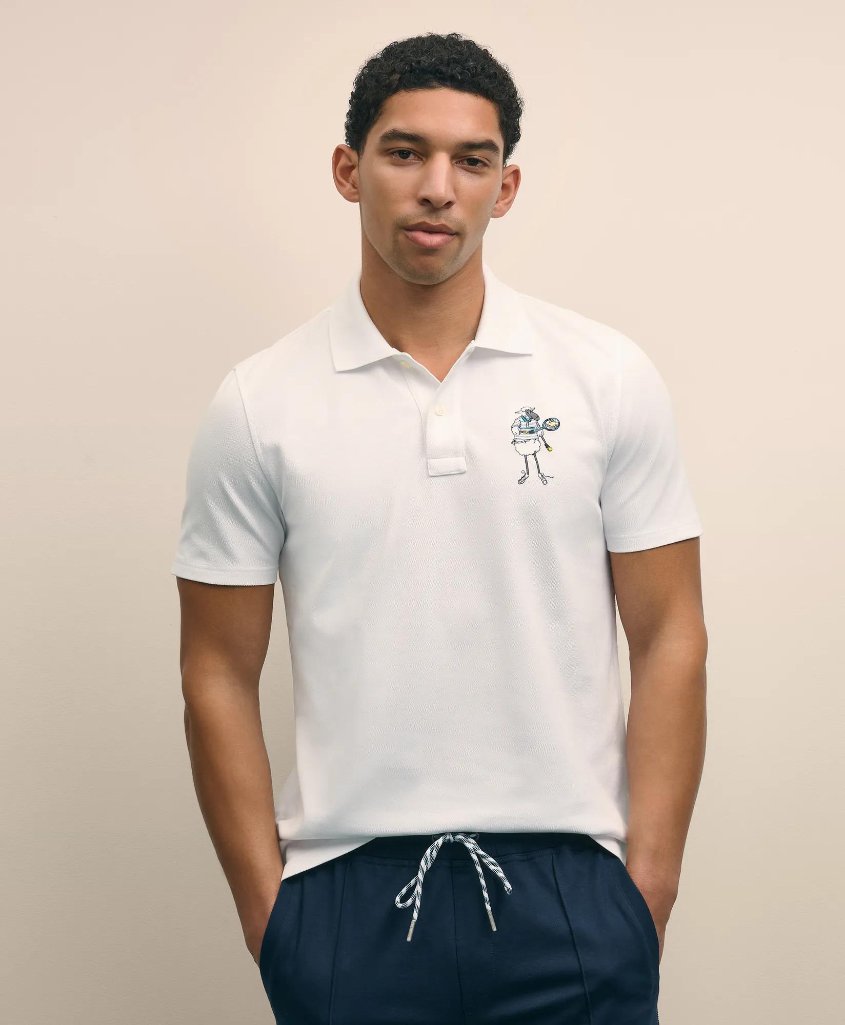 X Prince Cotton Blend Short-Sleeve Embroidered Henry Polo Shirt