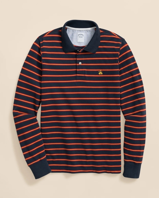 Golden Fleece Stretch Supima Long-Sleeve Striped Polo Shirt