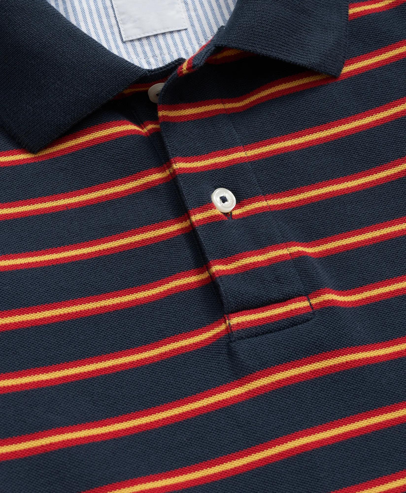 Golden Fleece Stretch Supima Long-Sleeve Striped Polo Shirt