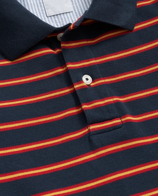 Golden Fleece Stretch Supima Long-Sleeve Striped Polo Shirt