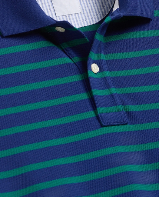 Golden Fleece Stretch Supima Cotton Short-Sleeve Striped Polo Shirt - Navy-Green