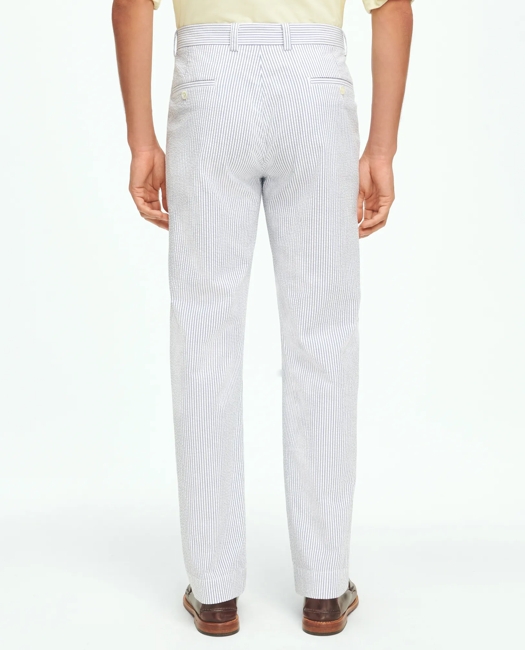 Regular Fit Cotton Seersucker Pants In Classic Stripe