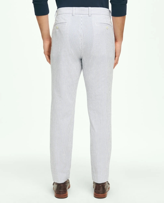 Slim Fit Cotton Seersucker Pants In Classic Stripe