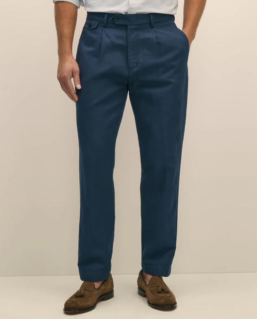 Pleat-Front Linen Cotton Pants